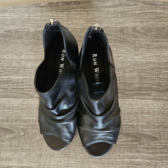 Ron White Ankle Booties Womens US 6 EUR 36  Black Peep Toe Chunky Block Heel Y2K - Picture 5 of 13